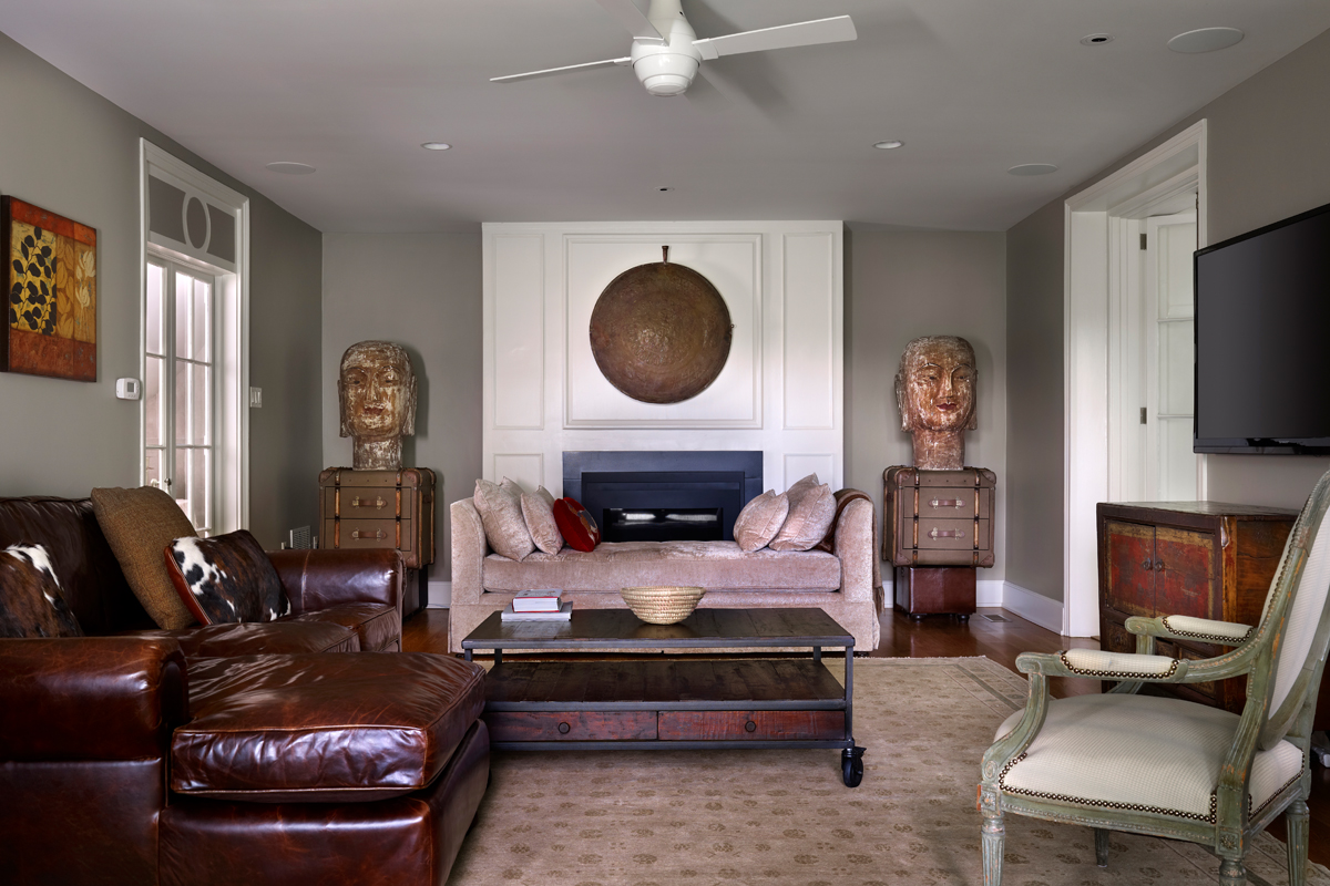 New fireplace surround in renovated living room