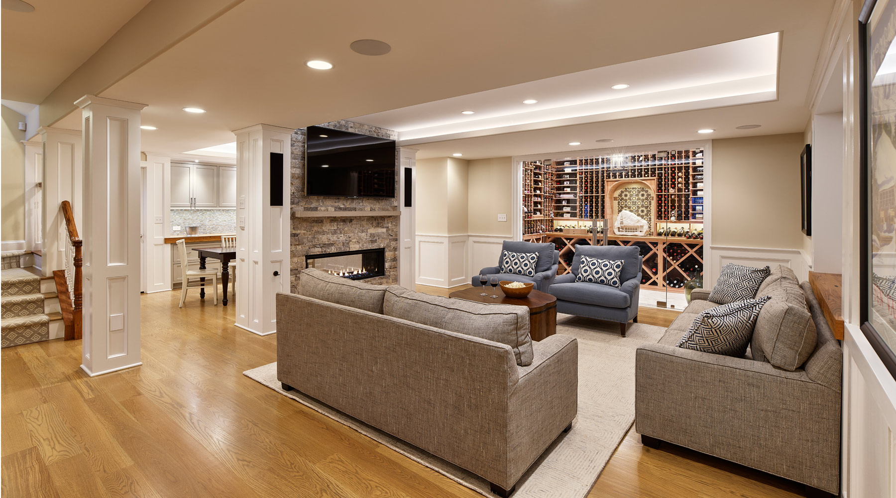 New Family Room | Big Basement Renovation | Krieger Architects