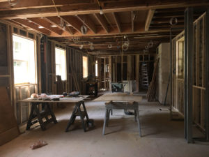 Interior of grand old house completely gutted in major renovation