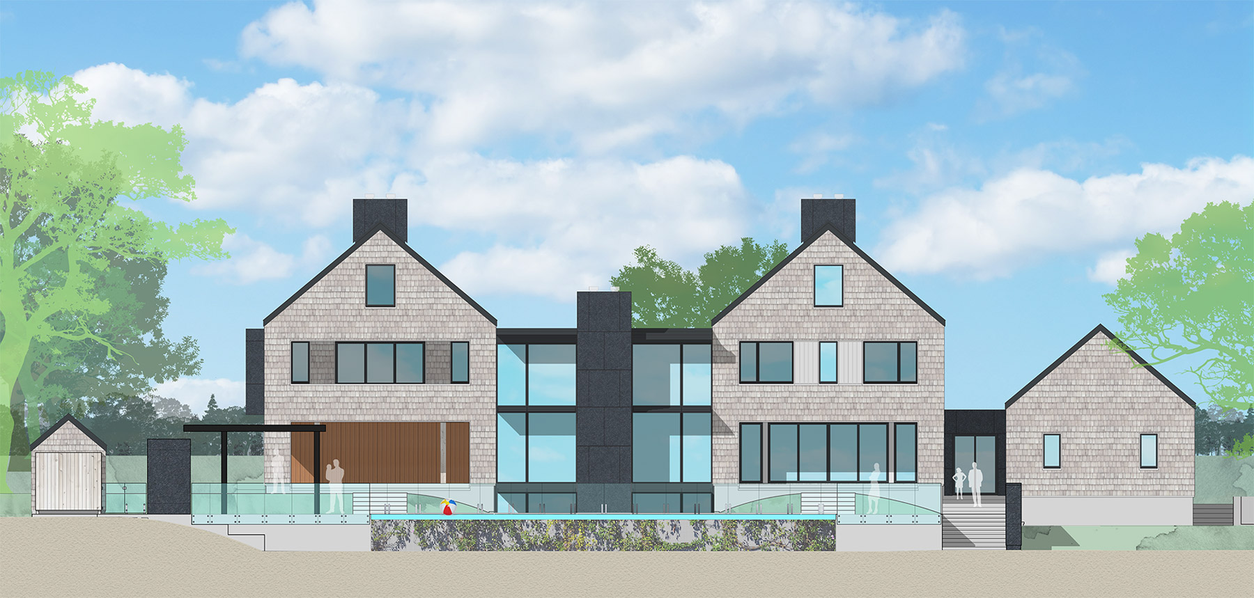 Exterior rendering of contemporary new home