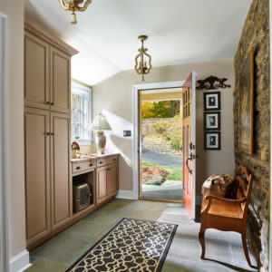 New entryway mudroom with custom cabinetry