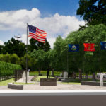 rendering of flags flying at veterans memorial park